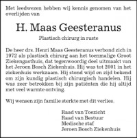 Overlijdensbericht Henri MG (2008)